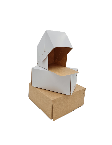Pyraginė dėžutė P1/90x90x80mm balta/ruda  pakuotėje po/už 10vnt