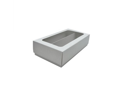 Dviejų dalių macarons dėžutė su langeliu/P28/200x110x50mm pakuotėje po/už 10vnt.