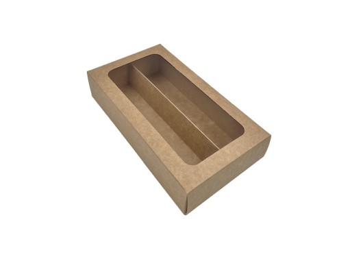 Divdaļīga makaronu kaste ar logu/P28/200x110x50 mm iepakojumā/iepakojumā ar/par 𝟓𝟎𝐯𝐧𝐭.