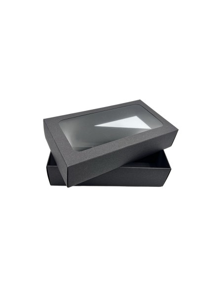2 rows Black macarons box with window M18L 200x110x50mm in a pack of 1 for 1 pc.