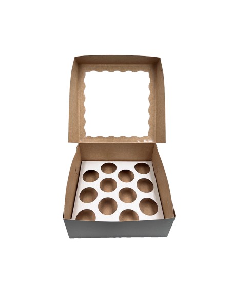 12 Cupcake kaste ar logu P34/260x260x110mm iepakojums 10 gab