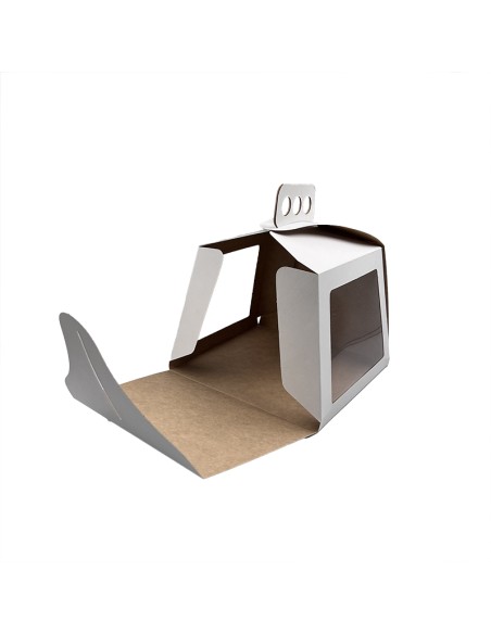 Cake/pie box with window and handle 190x190x150mm 𝗽𝗼𝗼 𝟭𝘃𝗻𝘁.
